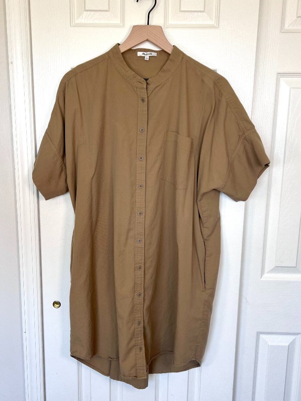 Madewell Tan Button-Front Mini Dress